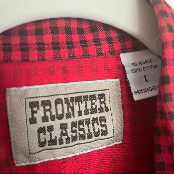 Frontier Classics Red Gingham Ruffle Bib Blouse – Size L Western Victorian Style - Picture 7 of 10